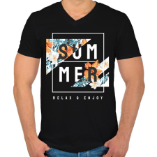 PRINTFASHION Summer relax - Férfi V-nyakú póló - Fekete férfi póló