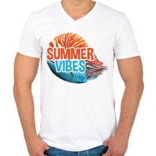 PRINTFASHION Summer Vibes - Férfi V-nyakú póló - Fehér férfi póló