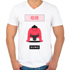 PRINTFASHION Sumo - Férfi V-nyakú póló - Fehér