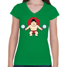 PRINTFASHION Sumo - Női V-nyakú póló - Zöld