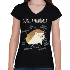 PRINTFASHION Süni anatómia - Női V-nyakú póló - Fekete