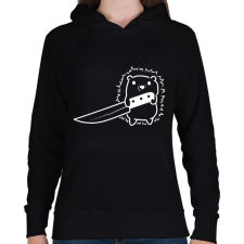 PRINTFASHION Süni késsel - Női kapucnis pulóver - Fekete női pulóver, kardigán