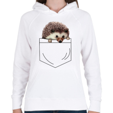 PRINTFASHION Süni zsebben - Női kapucnis pulóver - Fehér női pulóver, kardigán