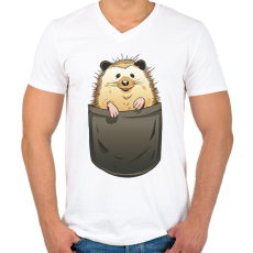 PRINTFASHION Süni zsebminta - Férfi V-nyakú póló - Fehér