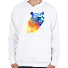 PRINTFASHION Sunny bear - Gyerek kapucnis pulóver - Fehér gyerek pulóver, kardigán