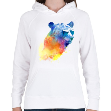 PRINTFASHION Sunny bear - Női kapucnis pulóver - Fehér női pulóver, kardigán