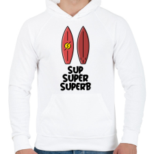 PRINTFASHION SUP SUPER SUPERB - Férfi kapucnis pulóver - Fehér férfi pulóver, kardigán