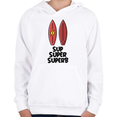PRINTFASHION SUP SUPER SUPERB - Gyerek kapucnis pulóver - Fehér