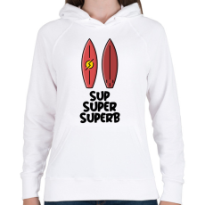 PRINTFASHION SUP SUPER SUPERB - Női kapucnis pulóver - Fehér