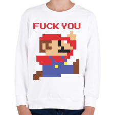 PRINTFASHION Super Mario - Fuck You - Gyerek pulóver - Fehér gyerek pulóver, kardigán