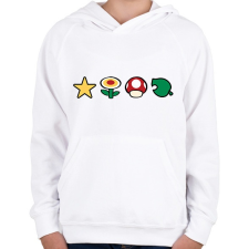 PRINTFASHION Super mario - Gyerek kapucnis pulóver - Fehér gyerek pulóver, kardigán