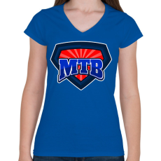PRINTFASHION SUPER MTB - Női V-nyakú póló - Királykék