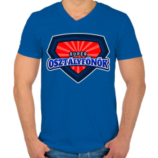 PRINTFASHION SUPER OSZTÁLYFŐNÖK - Férfi V-nyakú póló - Királykék