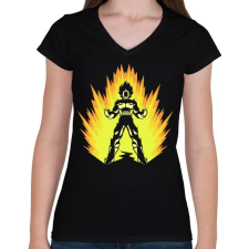 PRINTFASHION Super power - Női V-nyakú póló - Fekete női póló