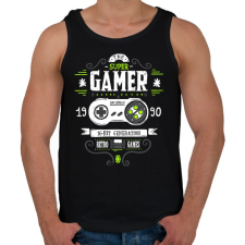 PRINTFASHION Super Retro Gamer - Férfi atléta - Fekete atléta, trikó