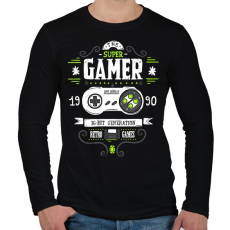 PRINTFASHION Super Retro Gamer - Férfi hosszú ujjú póló - Fekete