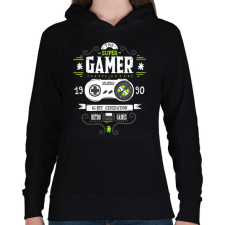 PRINTFASHION Super Retro Gamer - Női kapucnis pulóver - Fekete női pulóver, kardigán