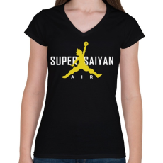 PRINTFASHION Super Saiyan Air - Női V-nyakú póló - Fekete