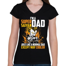 PRINTFASHION Super Saiyan Dad - Női V-nyakú póló - Fekete