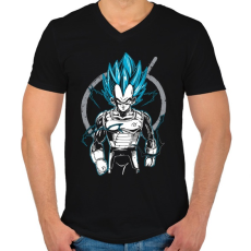PRINTFASHION Super Saiyan GOD Vegeta - Férfi V-nyakú póló - Fekete