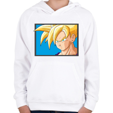 PRINTFASHION Super Saiyan Goku - Gyerek kapucnis pulóver - Fehér