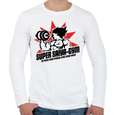 PRINTFASHION Super Saiyan Gym - Férfi hosszú ujjú póló - Fehér férfi póló