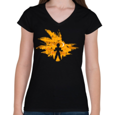 PRINTFASHION Super Saiyan - Női V-nyakú póló - Fekete