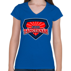 PRINTFASHION SUPER TÁNCTANÁR 2 - Női V-nyakú póló - Királykék