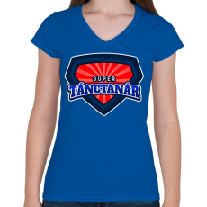 PRINTFASHION SUPER TÁNCTANÁR - Női V-nyakú póló - Királykék