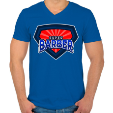 PRINTFASHION SUPERBARBER - Férfi V-nyakú póló - Királykék