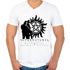 PRINTFASHION supernatural3 - Férfi V-nyakú póló - Fehér