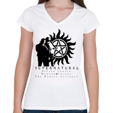 PRINTFASHION supernatural3 - Női V-nyakú póló - Fehér női póló