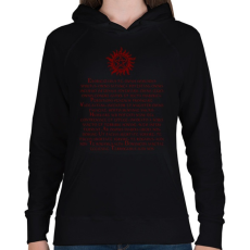 PRINTFASHION supernatural demoniac text red - Női kapucnis pulóver - Fekete