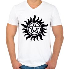 PRINTFASHION Supernatural - Férfi V-nyakú póló - Fehér férfi póló