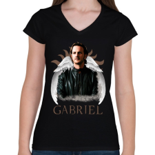 PRINTFASHION SUPERNATURAL-GABRIEL  - Női V-nyakú póló - Fekete női póló