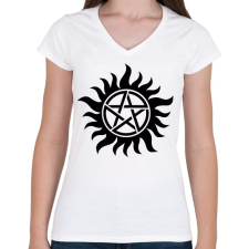 PRINTFASHION Supernatural - Női V-nyakú póló - Fehér női póló