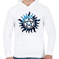 PRINTFASHION Supernatural (Odaát) - Férfi kapucnis pulóver - Fehér férfi pulóver, kardigán