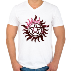 PRINTFASHION Supernatural (Odaát) - Férfi V-nyakú póló - Fehér