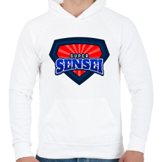 PRINTFASHION SUPERSENSEI - Férfi kapucnis pulóver - Fehér