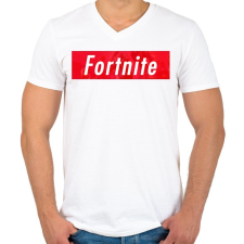 PRINTFASHION Supp' Fortnite - Férfi V-nyakú póló - Fehér férfi póló