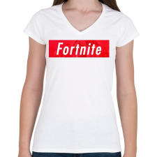 PRINTFASHION Supp' Fortnite - Női V-nyakú póló - Fehér női póló