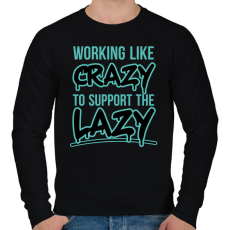 PRINTFASHION Support the lazy - Férfi pulóver - Fekete