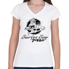 PRINTFASHION Surfer Boy Pizza - Női V-nyakú póló - Fehér