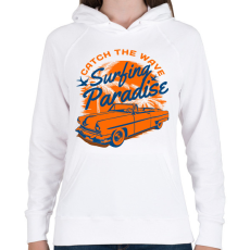 PRINTFASHION Surfing paradise - Női kapucnis pulóver - Fehér