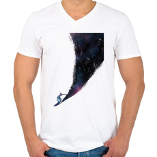 PRINTFASHION Surfing the universe - Férfi V-nyakú póló - Fehér
