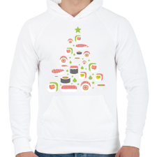 PRINTFASHION Sushi fenyőfa - Férfi kapucnis pulóver - Fehér férfi pulóver, kardigán