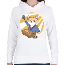 PRINTFASHION Sushi mester - Női kapucnis pulóver - Fehér női pulóver, kardigán
