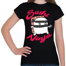 PRINTFASHION Sushi ninja - Női póló - Fekete