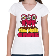 PRINTFASHION Sushi squid game - Női V-nyakú póló - Fehér női póló