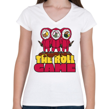 PRINTFASHION Sushi Squid Game - Női V-nyakú póló - Fehér női póló